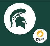 The MSU Spartan Helmet logo and the PathLight logo on a green background.